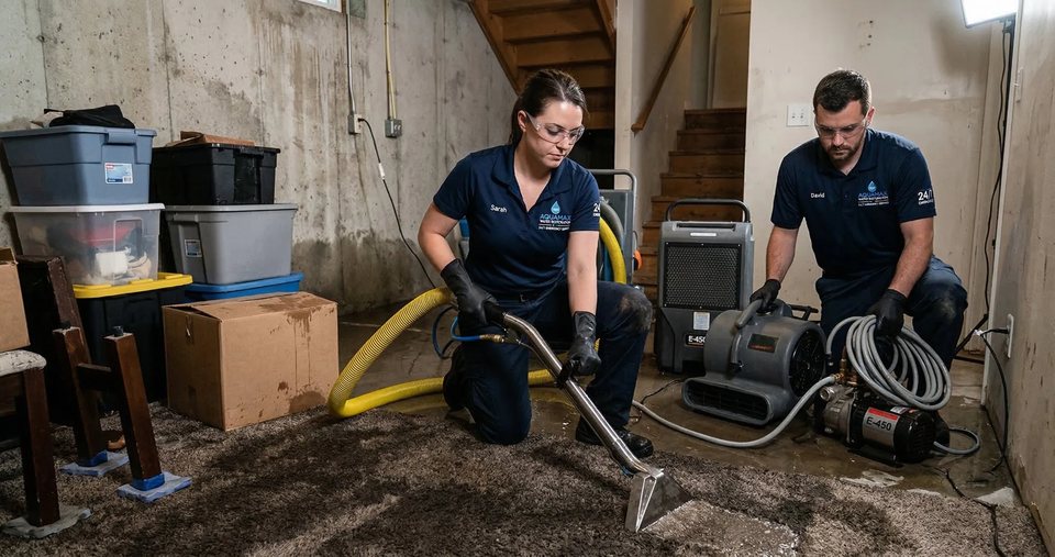 Water Removal Los Angeles technicians extracting water from a basement